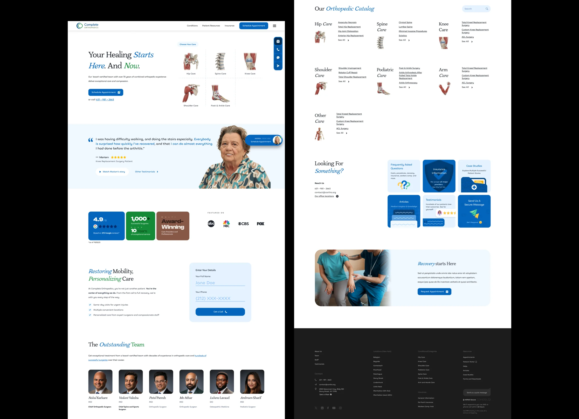 Complete Orthopedics — Healthcare Website — portfolio screen 2