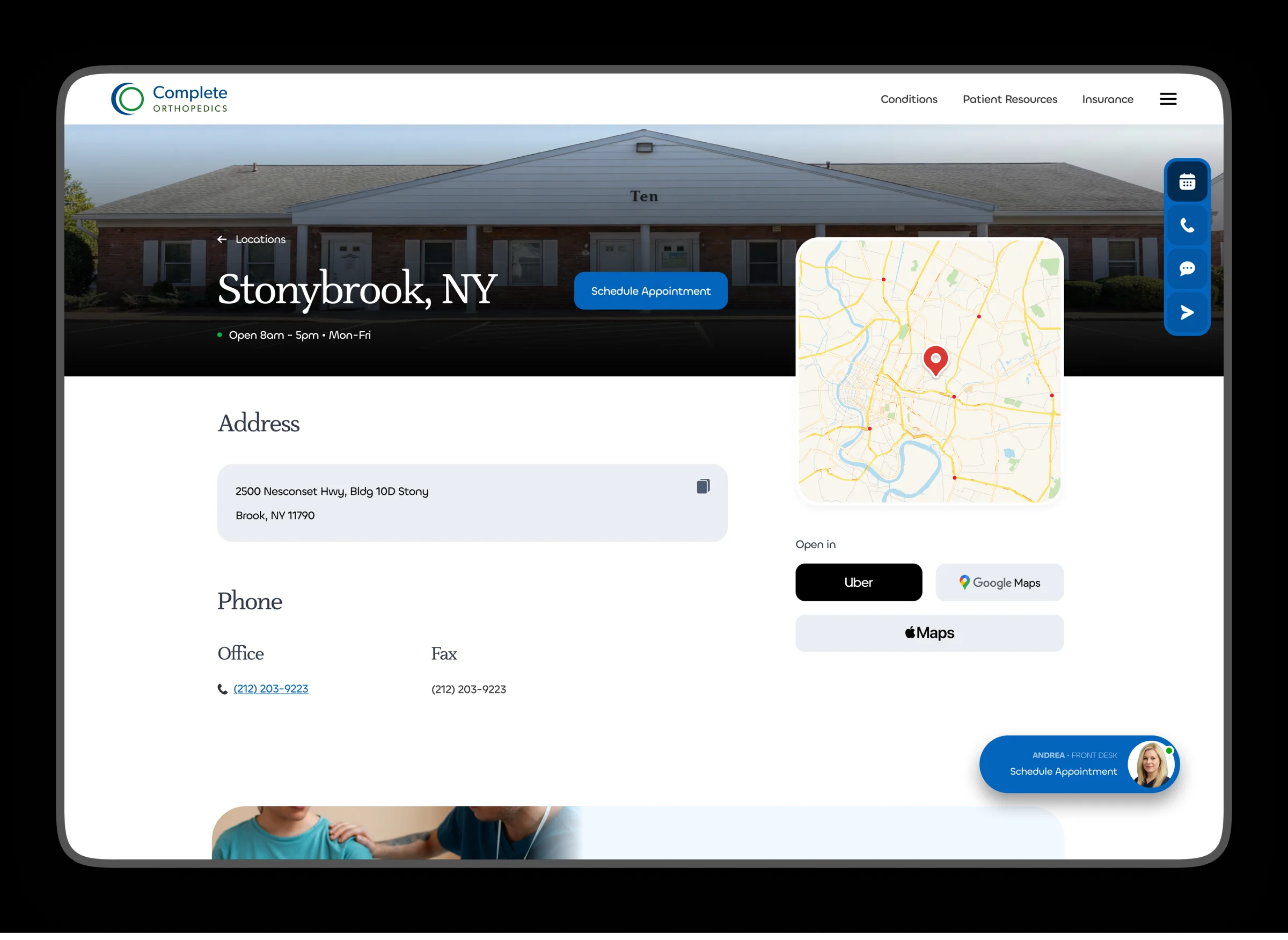 Complete Orthopedics — Healthcare Website — portfolio screen 4